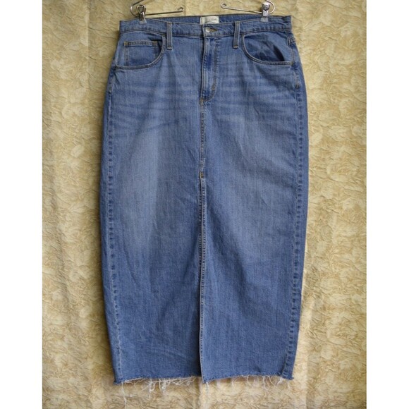 Universal Thread Womens Sz 14 Denim Cotton Skirt Maxi Long Cut Off Stretch EUC - Picture 2 of 10